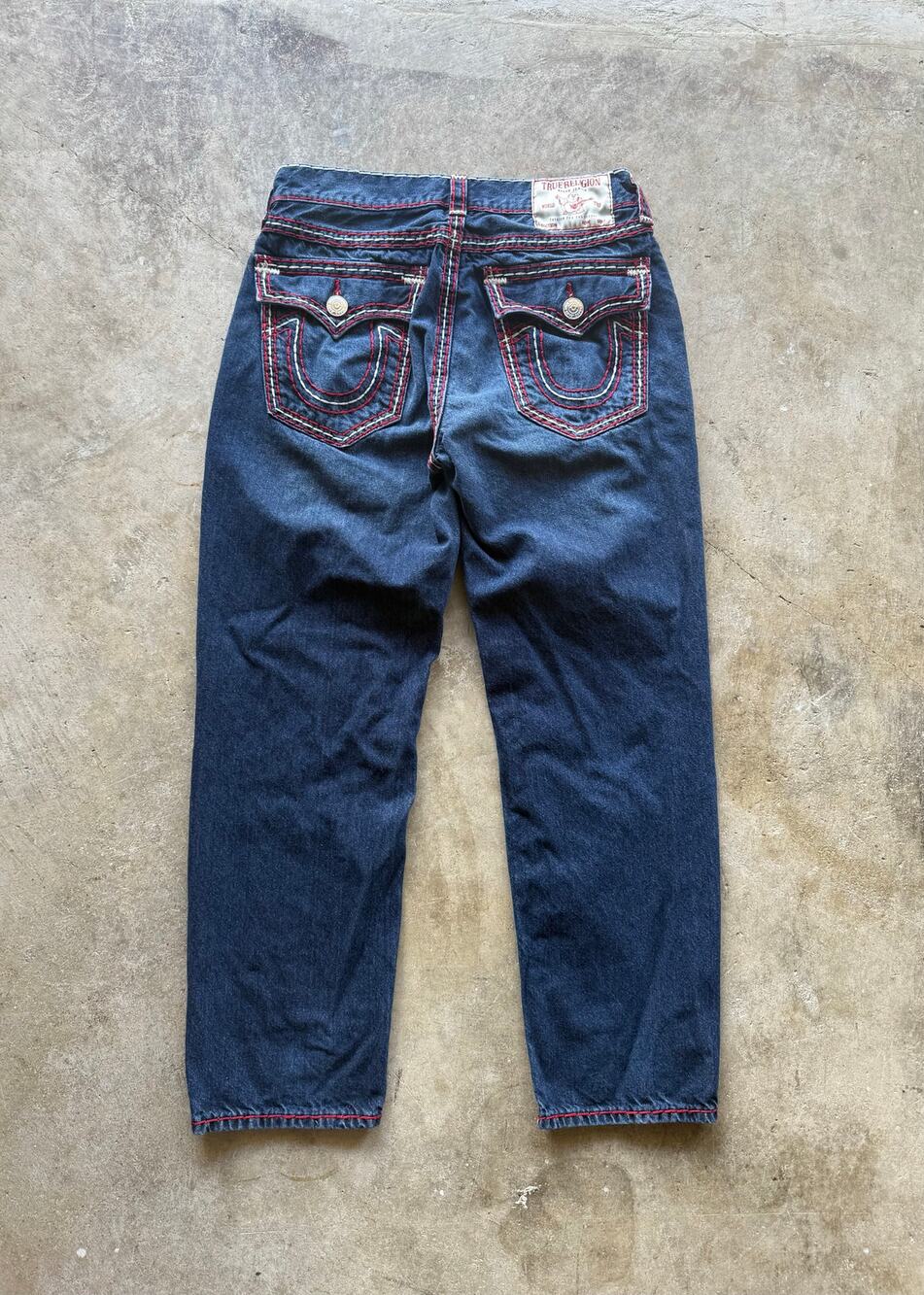 True Religion Dark Wash Bobby Style Relaxed Baggy Fit Jeans Mens Size 34x30